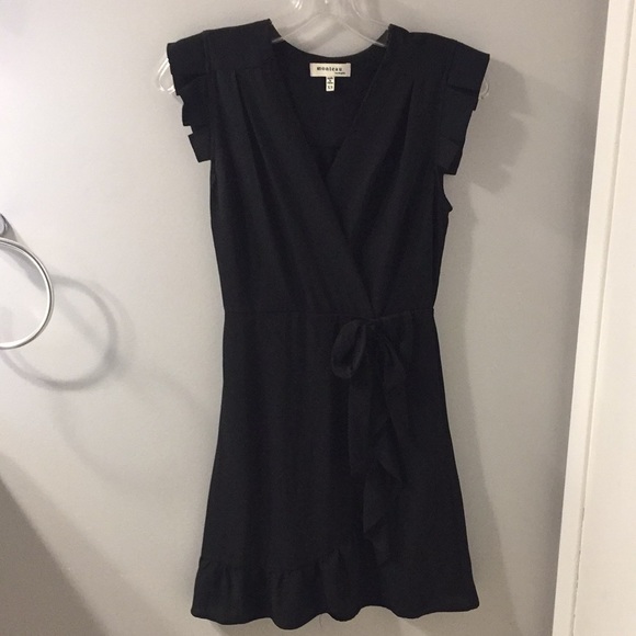 Monteau | Faux-Wrap Dress in Black (NWOT) - Picture 3 of 6